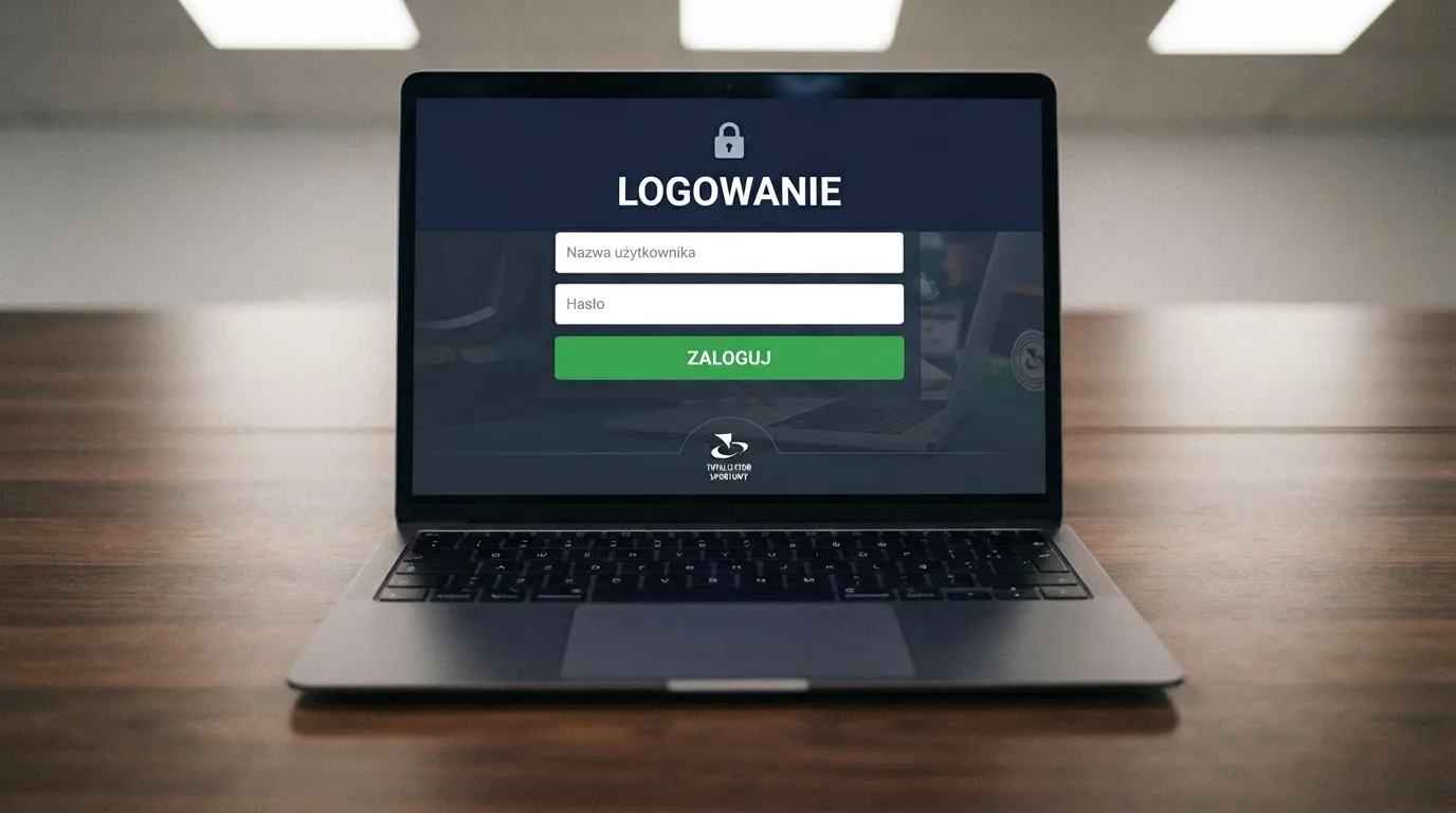 Strona logowania oficjalnej platformy Total Casino na ekranie laptopa, jedynego legalnego kasyna online w Polsce